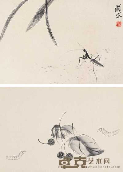 齐白石 草虫(两幅) 镜心 32×22cm×2